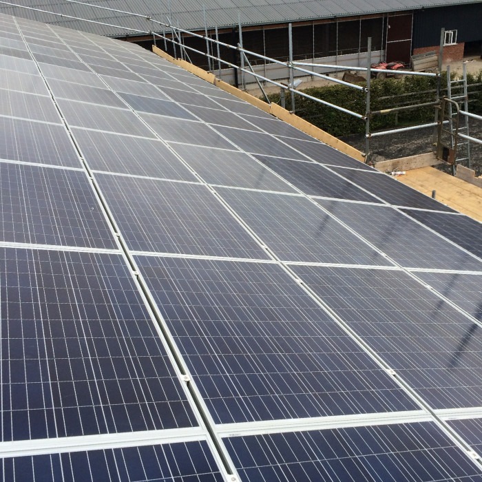 Solar panels on agricultural premises, Lancashire