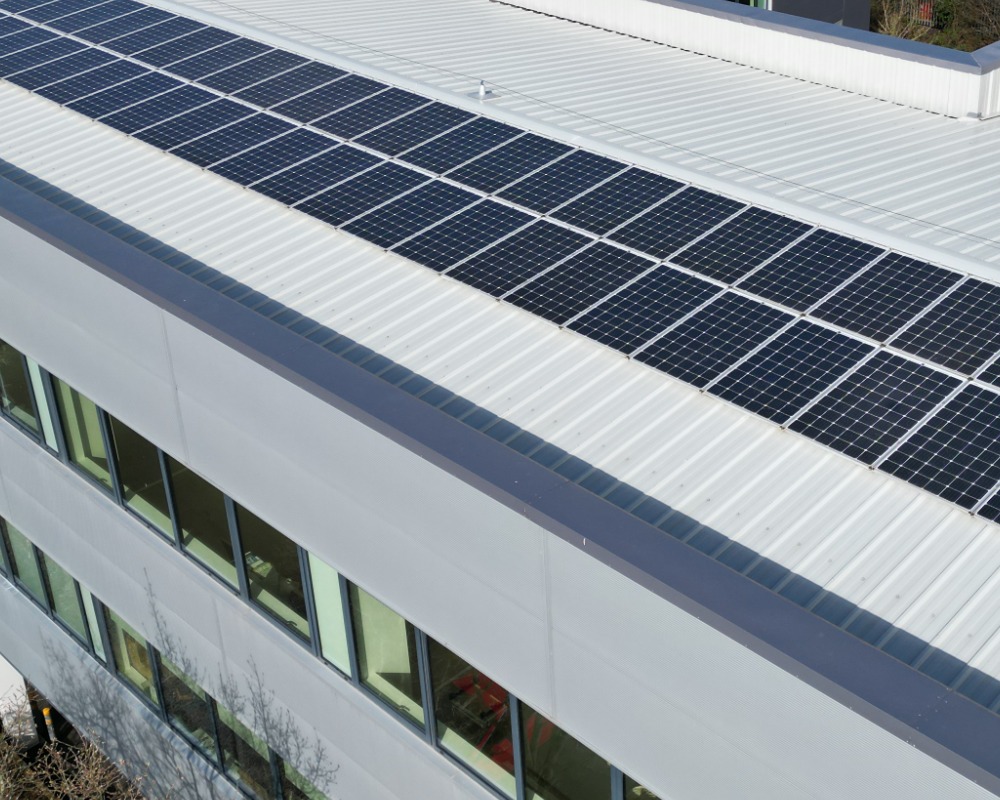 Solar array on modern office block