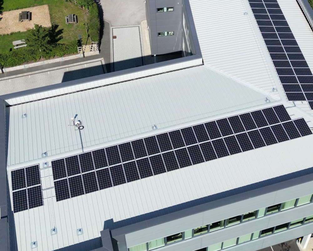 Solar panels on office roof