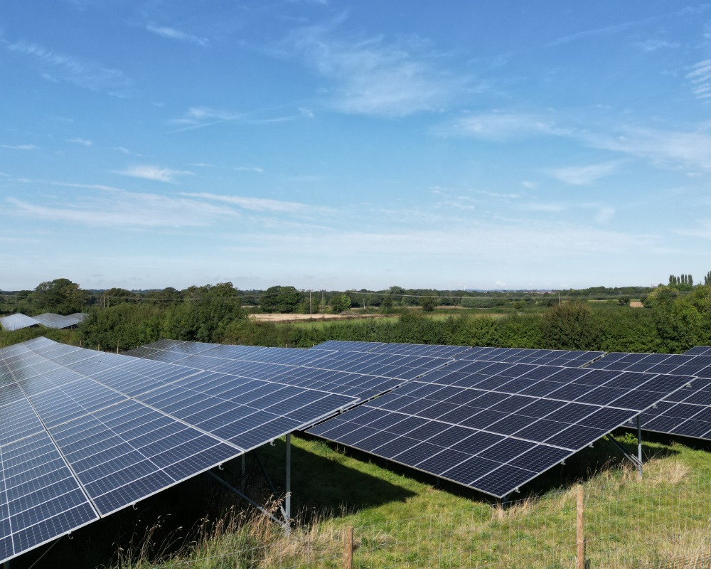 Three solar arrays on solar farm